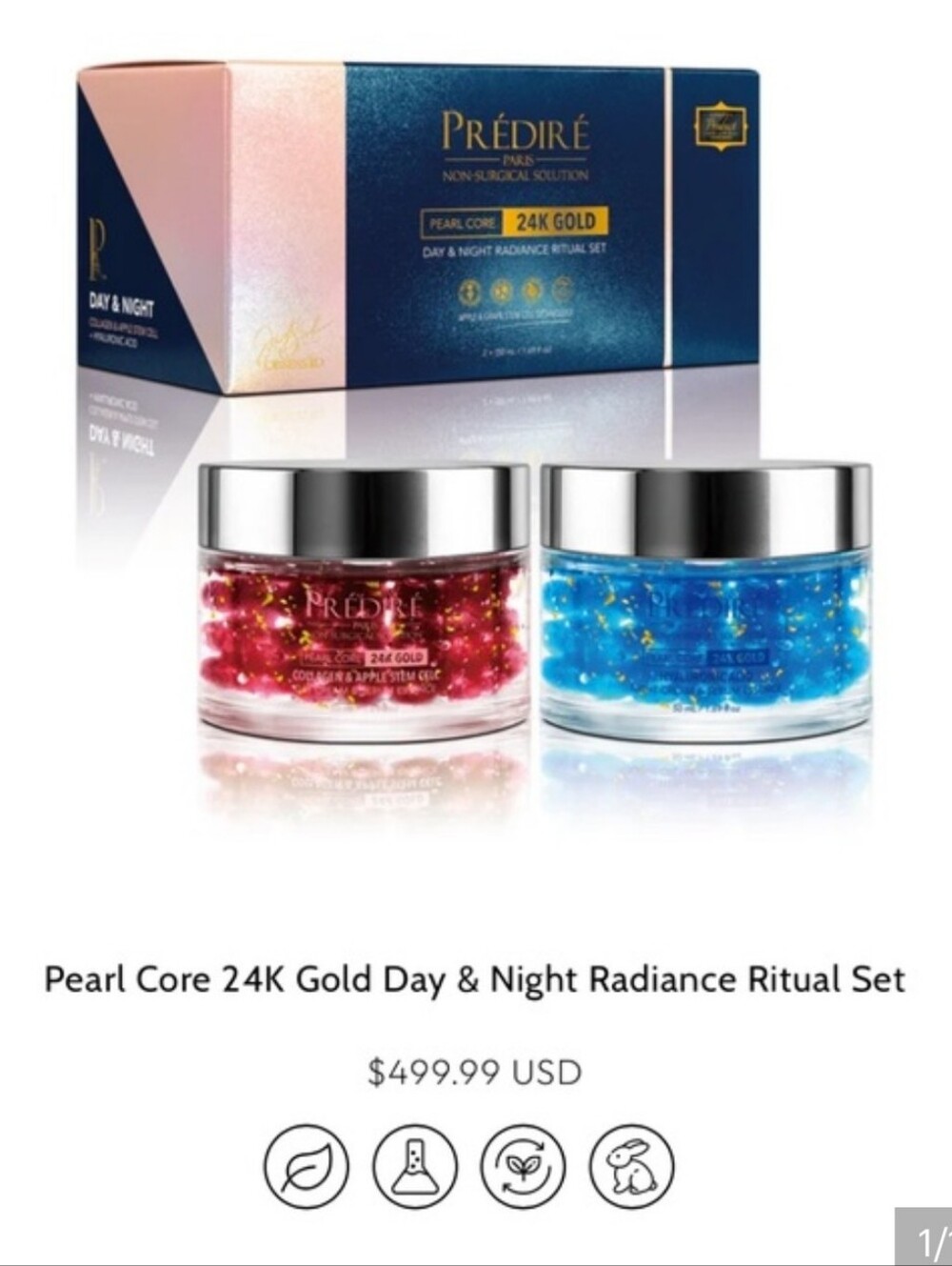 $499 Predire Paris Pearl Core 24K Gold Day & Night Radiance Ritual Set